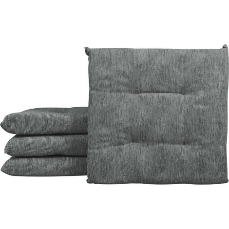 Set 4/6 Cuscini Sedia Cucina Effetto Lino Lacci Cuscino 4 Punti Comodi Prodotto Italiano Grigio - 4 Pezzi