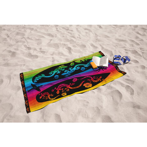 Telo Mare In Morbida Spugna Jacquard Antisabbia 100% Pregiato Cotone Egiziano Asciugamano Spiaggia 380 Gr GekoSurf (1/5)