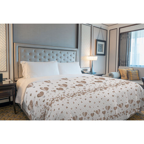 Copriletto estivo made in Italy 100% cotone piquet singolo matrimoniale piazza e mezza diverse fantasie Mongolfiera Beige - 2 Piazze