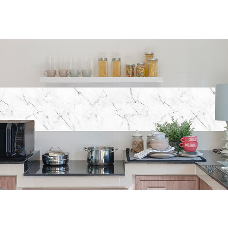 Paraschizzi Cucina Da Parete Pannello Adesivo Prodotto Italiano Con Inchiostro Atossico, Ignifugo e Resistente all'Acqua Paraschizzo ParaSpruzzo Per Arredamento ParaschizziMarmo - 50x80cm
