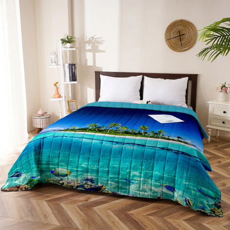 Trapuntino Matrimoniale Stampa Digitale Primavera Estate Copriletto Coperta Leggera Trapunta Primaverile Due Piazze Dis11Bali