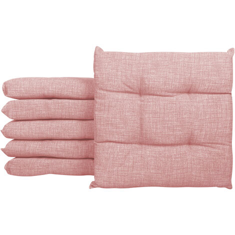 Cuscino arredo sedia Set 6 Cuscini Con Lacci, 4 Punti Comodi, Prodotto Italiano 40 x 40 in Cotone Imbottiti Spessore 6 Cm Lavorati a Mano sala camera mattonella 100% cotone Cipria