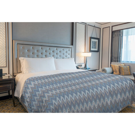 Copriletto estivo made in Italy 100% cotone piquet singolo matrimoniale piazza e mezza diverse fantasie Spinato azzurro - 1 Piazza e mezza