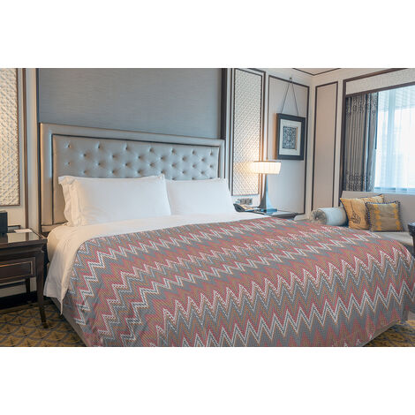 Copriletto estivo made in Italy 100% cotone piquet singolo matrimoniale piazza e mezza diverse fantasie  Spinato corallo - 2 Piazze