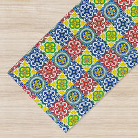 Tappeto passatoia fantasia Maiolica nera antiscivolo lavabile varie misure Talavera - 50x100 cm