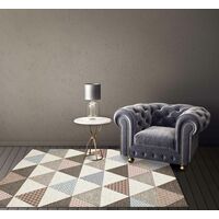 Tappeto Arredo Moderno Morbido in Ciniglia Ingresso Antiscivolo Prodotto Italiano Soggiorno Camera Salotto Disegni Piazzati Cotone Varie Misure Grande Triangoli Grigio - 65x115Cm