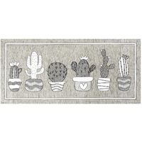 Tappeto Cucina In Ciniglia Arredo Moderno Passatoia Multiuso Ingresso Corridoio Antiscivolo Prodotto Italiano Disegni Piazzati Cotone Varie Misure Lavabile In Lavatrice Lavatrice Cactus Grigio - 57x85