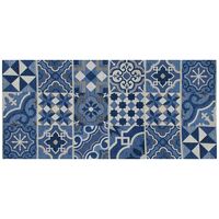 Tappeto Cucina In Ciniglia Arredo Moderno Passatoia Multiuso Ingresso Corridoio Antiscivolo Prodotto Italiano Disegni Piazzati Cotone Varie Misure Lavabile In Lavatrice Lavatrice Cementine BluMare - 5