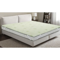 Topper in Memory Foam ad Alta Densità Altezza 5 cm, Letto Singolo 7 Zone con Federa di Rivestimento in Bamboo sfoderabile Piazza e Mezza,Matrimoniale,Francese Singolo - Bianco