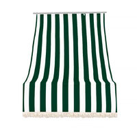 Tenda da sole tessuto resistente per esterno con anelli lavabile frange pizzo Verde - 140x300 cm