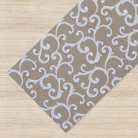 Tappeto passatoia fantasia made in Italy antiscivolo lavabile aderente Beige 50x350cm - Beige