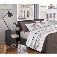 Completo Letto Stampato Made In Italy 100 % Cotone Set Lenzuolo Sopra Sotto Federe Gattini Beige - Singolo