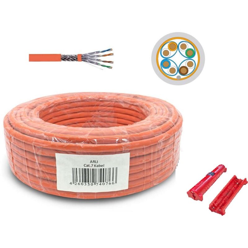 50 m Câble informatique  catégorie 7 S/FTP - 4 paires + 1 couteau de dégainage
