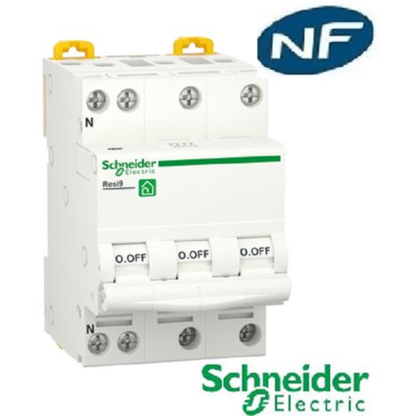 Schneider Electric – Disjoncteur tripolaire modulaire 32A – Courbe C – Tension 230/400V AC – Peignable pour installation rapide – Protection efficace - R9PFC732 (1/6)