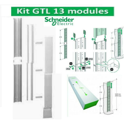 Kit goulotte RESI9 13 modules 2 parties L. 2 x 1,2 m prof. 63 mm