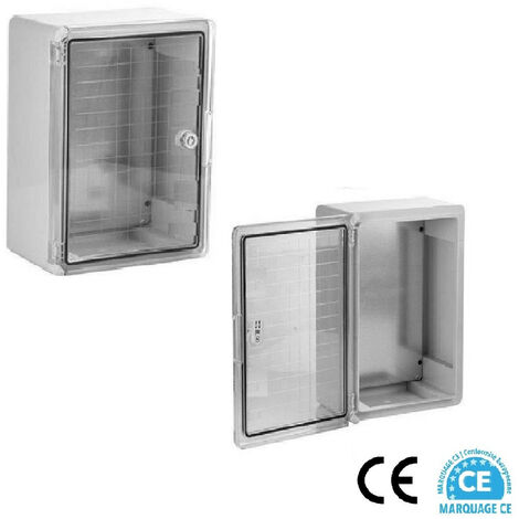 Armoire électrique étanche PORTE TRANSLUCIDE 350 x 250 x 150 mm IP65 avec plaque de fond