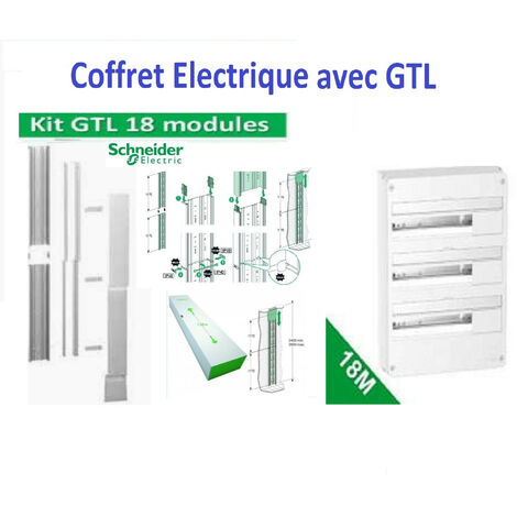 Coffret électrique 54 Modules - 3 Rangées de 18 modules Schneider R9H18403 + GTL 18 M - R9HKT18