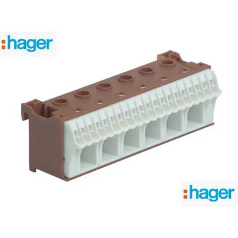 Bornier de Phase sans vis 20x4 mm² + 6x25 mm² Hager KN26P (1/3)
