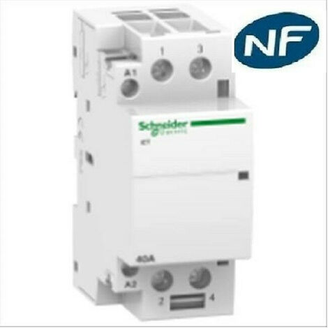 Schneider Electric – Contacteur modulaire 2 pôles 40 A – Tension 220-240 V CA – Durée de vie électrique 200 000 cycles – Pour contrôle à distance - Resi9