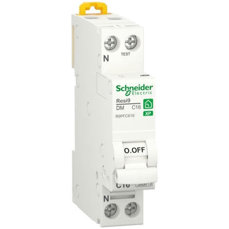 Disjoncteur 1p + n 16A - courbe C - peignable  Schneider  R9PFC616