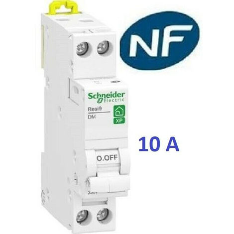 Dijsoncteur 1P+N 2A - 10A - 16A - 20A - 32A et Interrupteur dif A ou AC 2x40A ou 2x63A Schneider Rési9-XP | Matériel: Disjoncteur 1P+N 10A