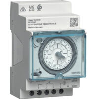 Hager – Interrupteur horaire électromécanique 1 voie 24H – Fixation rail DIN – Tension 230V – Courant max 3A – Indice de protection IP20