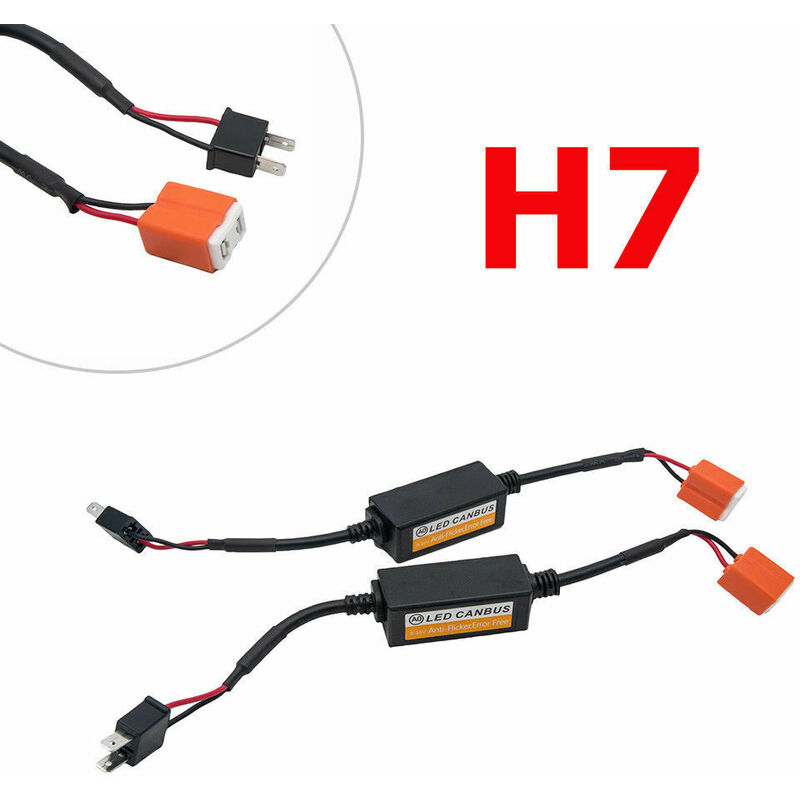 2 pièces FMS Voiture H7 Ampoule LED Decodeur Resistance de Clignotant LED Erreur Canbus Avertissement Canceller et Anti Scintillement Plug & Play 