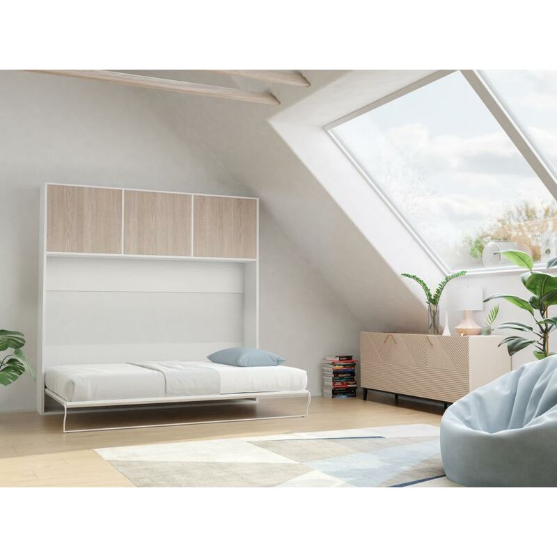 Lit D'appoint Escamotable Coloris Blanc - Couchage L. 200 X