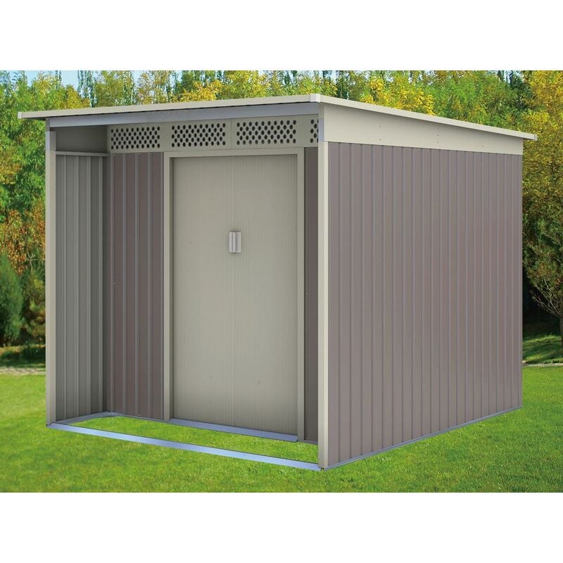 Abri de jardin métal en acier galvanisé effet bois gris 8,94 m² - ADELMO