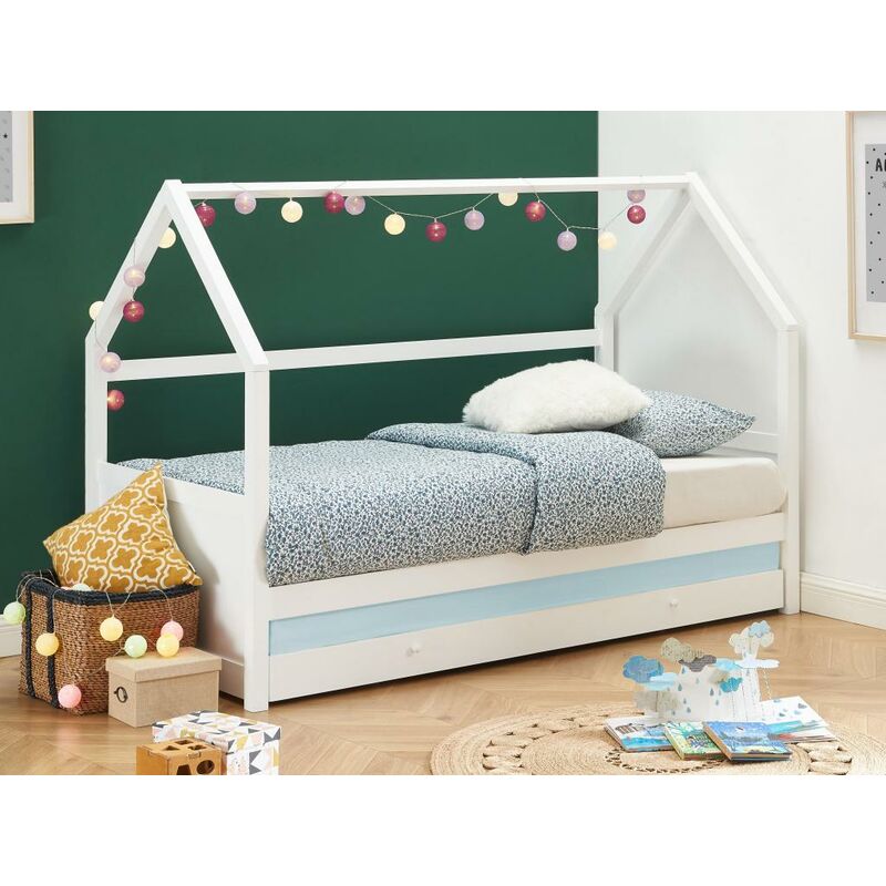 Lit enfant 140x200 cm avec tête de lit arc-en-ciel, structure de lit double  avec sommier à lattes, tissu velours, rosa - Cdiscount Maison