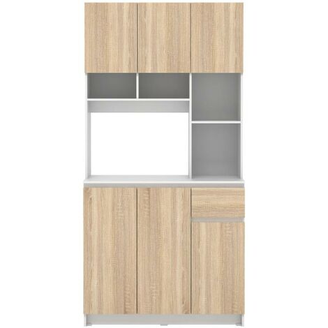 HOMCOM Meuble de rangement armoire de cuisine style industriel 3 niches 1  tiroir 1 placard 60 x 42 x 180 cm gris