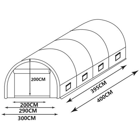 Couverture de rechange pour serre tunnel 12m² - L400 x l300 x H200 cm -  IPOMEA