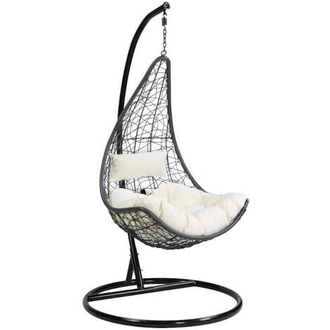 Coussin matelassé rond avec attaches pour fauteuil papasan, loveuse,  fauteuil œuf, fauteuil suspendu, intérieur et extérieur - Gris, 130 cm :  : Jardin