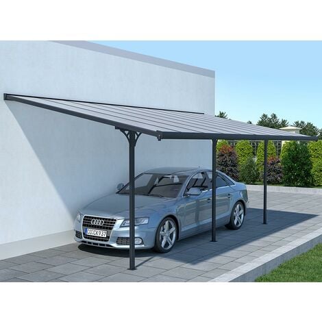 Carport pergola adossé en aluminium 18,8 m² anthracite ALVARO