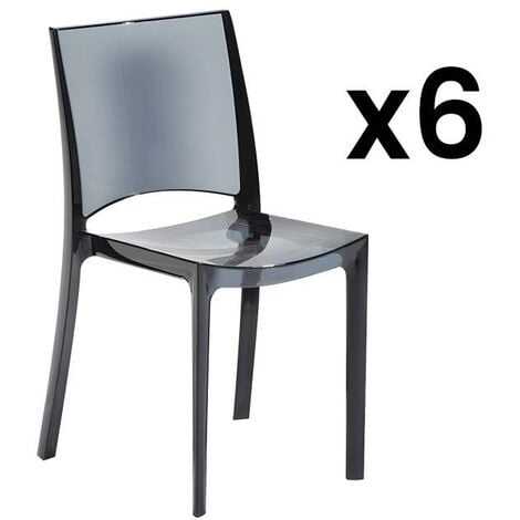 Lot de 6 chaises DIADEME - Polycarbonate - Cristal