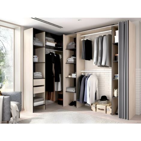 Dressings et armoires, meubles et rangements, Armoire d'angle dressing GABY  2 portes miroir 95 x 95 cm