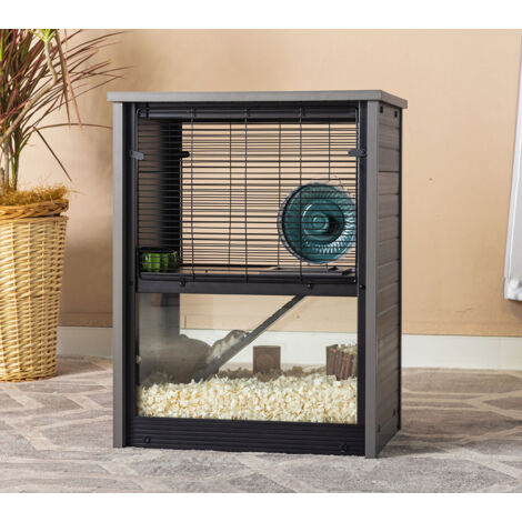 Jaula para hámster de 2 Pisos - Casa para roedores multinivel - Mueble Decorativo - 55,2x42,7x72,5cm (1/5)