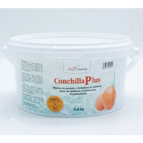 CONCHILLA Plus - Conchilla de ostra para gallinas - Mejora Calidad del Huevo - Previene carencias nutricionales - Facilita digestión del Ave - 2,5 kg