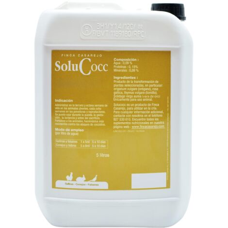 SoluCocc 5L – Complemento nutricional para gallinas, conejos y faisanes – Apoyo intestinal en situaciones de alta carga ambiental