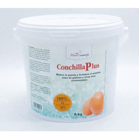 CONCHILLA Plus - Conchilla de ostra para gallinas - Mejora Calidad del Huevo - Previene carencias nutricionales - Facilita digestión del Ave - 6 kg