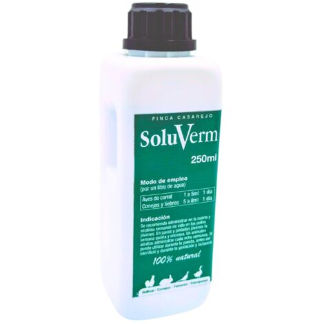 SoluVerm 250ml – Complemento líquido natural para gallinas, palmípedas y conejos – Apoyo digestivo y confort intestinal
