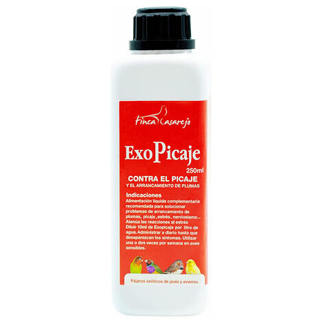 EXOPICAJE - Elimina los Problemas de picaje y arrancamiento de Plumas en Canarios, Loros, periquitos - 250 ml