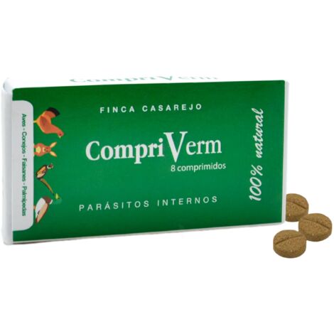 CompriVerm – Complemento nutricional en comprimidos para aves de corral (anátidas, gallinas, faisanes) – Apoyo digestivo –  8 comprimidos