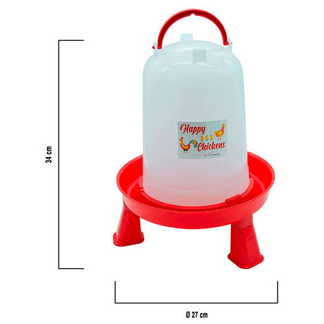 Bebedero con patas para gallinas, faisanes y otras aves de corral - 5 L