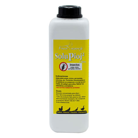 Producto Natural contra el ácaro Rojo - Elimina piojos de Las gallinas, pulgas, garrapatas y chinches del gallinero - Solupioj (1 L)