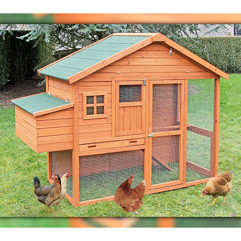 Gallinero Dakota para 4-6 gallinas - Gallinero Ideal para jardín - Ponedero, Parque, Bandeja de excrementos y almacén