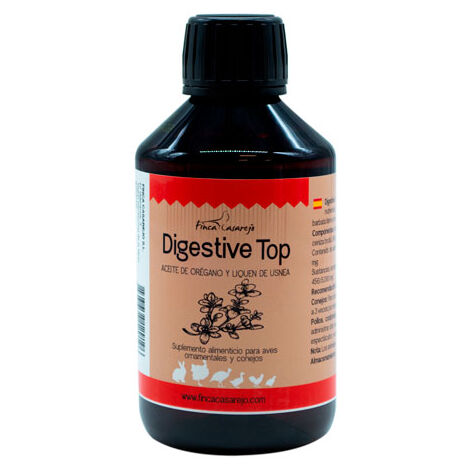Suplemento Alimenticio para Una Buena Salud Digestiva en Animales Digestive Top 250 ml para Conejos y Aves de Corral Contiene Orégano y Tomillo