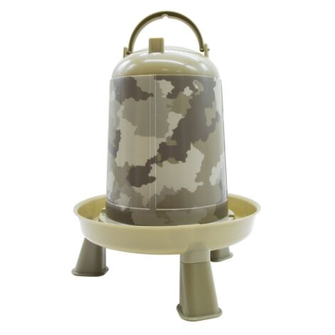 Bebedero con Patas para Gallinas y Otras Aves – Capacidad de 5 L – Bebedero Sifónico en Colores Tipo Camuflaje – Agua Siempre Limpia