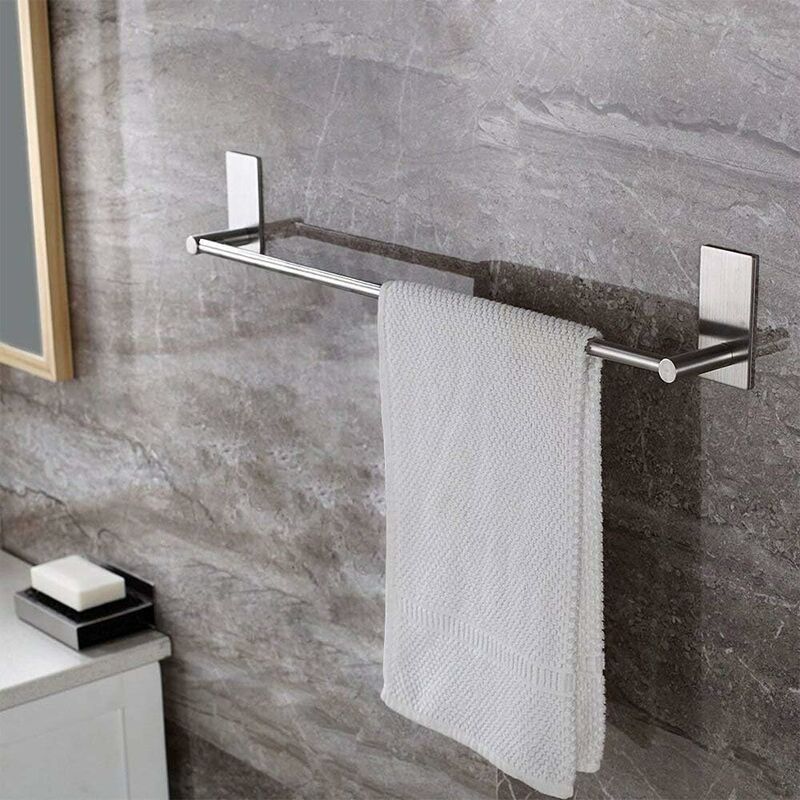 Toallero adhesivo negro de 9 pulgadas, toallero de baño, soportes para  toallas de mano, sin taladrar en la pared, color negro