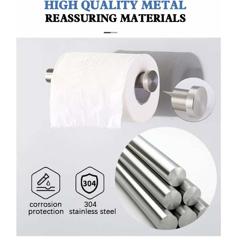 Soporte para papel higiénico plateado autoadhesivo, soporte de acero  inoxidable para baño, impermeable, resistente a la corrosión, no necesita